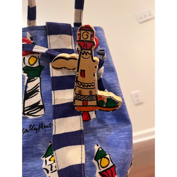 Sally Hess Lighthouse Canvas Tote Barrel Bag Backpack - Picture 6 of 11